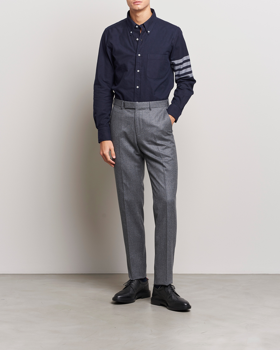 Homme | Chemises | Thom Browne | 4 Bar Flannel Shirt Navy