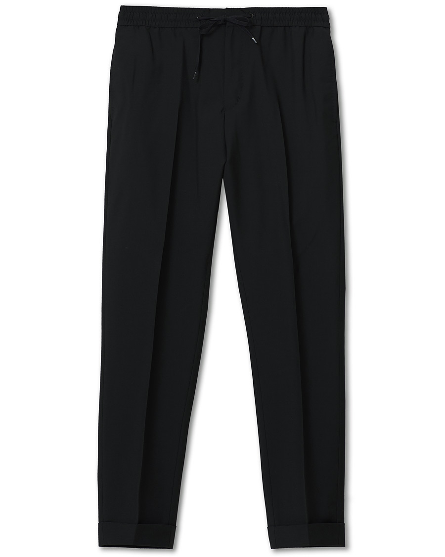 Homme | Pantalons | Tiger of Sweden | Travin Drawstring Wool/Mohair Trousers Black