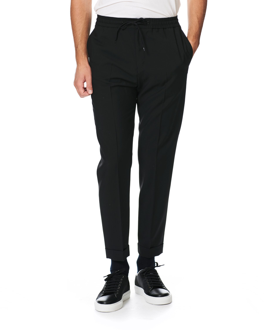 Homme | Pantalons | Tiger of Sweden | Travin Drawstring Wool/Mohair Trousers Black