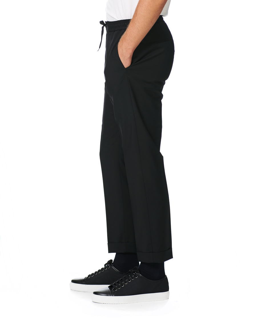 Homme | Pantalons | Tiger of Sweden | Travin Drawstring Wool/Mohair Trousers Black