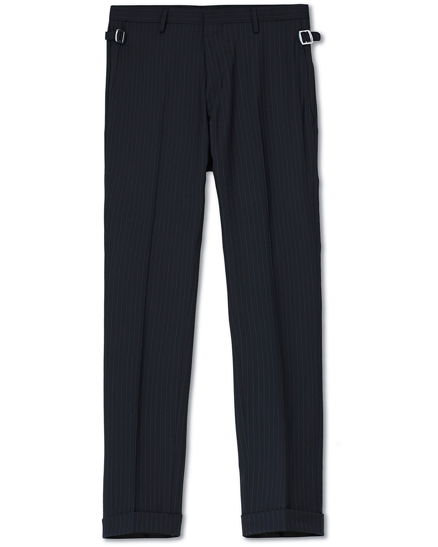 Heren | Broeken | Tiger of Sweden | Tretton Side Adjusters Pleated Trousers Navy Stripe