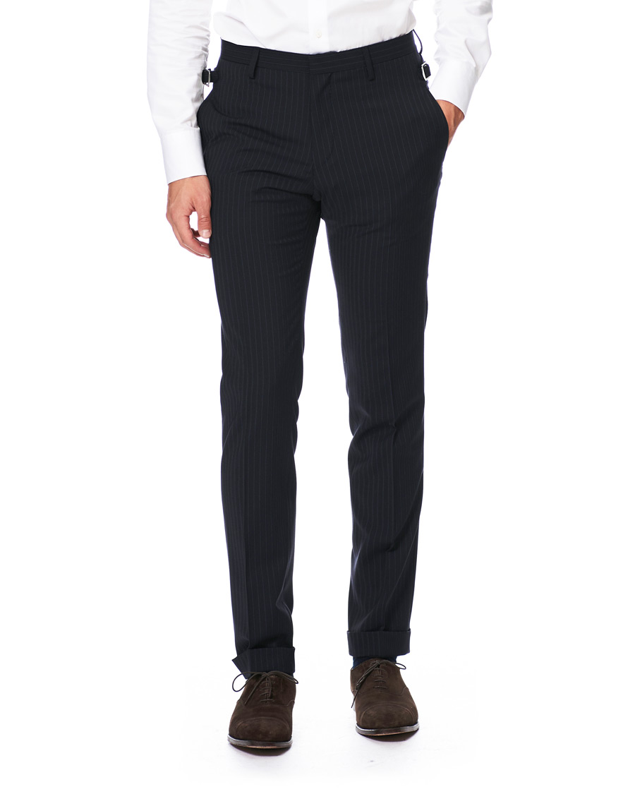 Heren | Broeken | Tiger of Sweden | Tretton Side Adjusters Pleated Trousers Navy Stripe