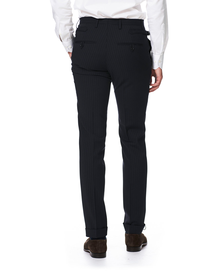 Heren | Broeken | Tiger of Sweden | Tretton Side Adjusters Pleated Trousers Navy Stripe