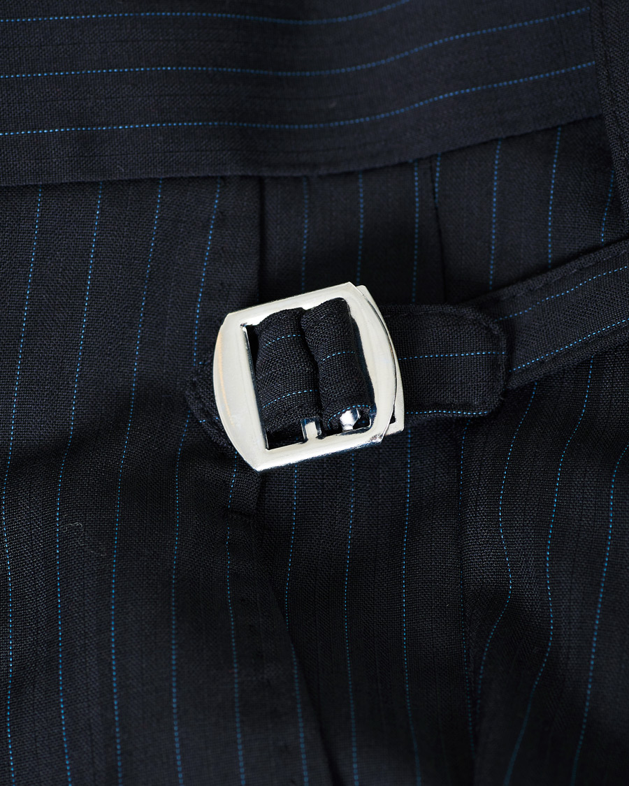 Heren | Broeken | Tiger of Sweden | Tretton Side Adjusters Pleated Trousers Navy Stripe