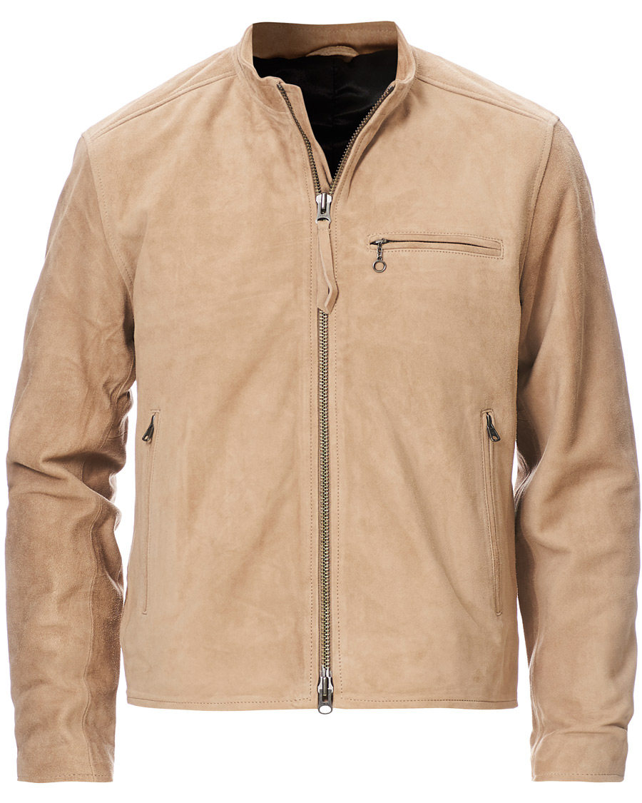 Homme | Manteaux Et Vestes | Tiger of Sweden Jeans | Damir Suede Biker Jacket Beige