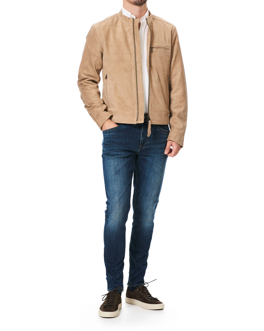 Homme | Manteaux Et Vestes | Tiger of Sweden Jeans | Damir Suede Biker Jacket Beige