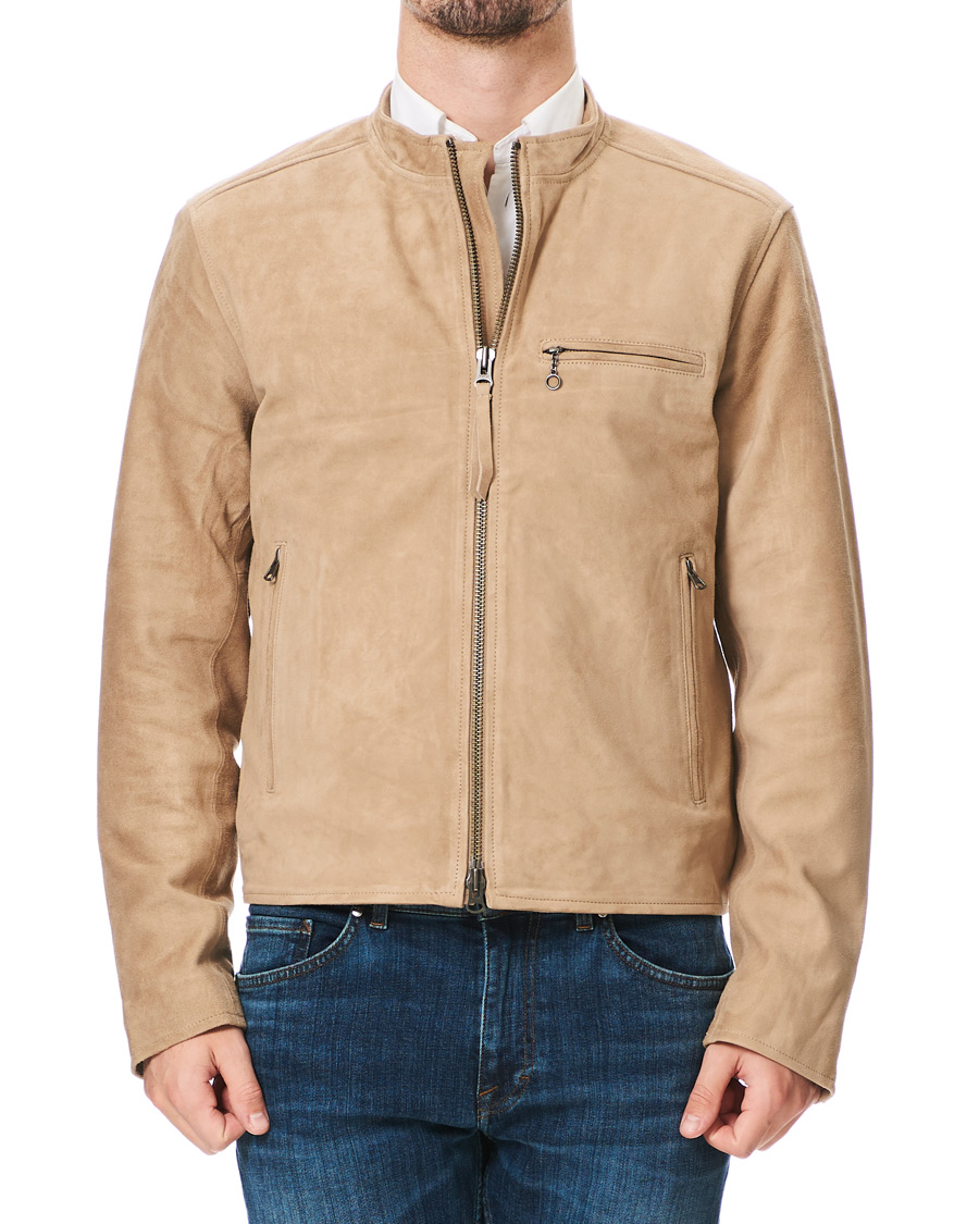 Homme | Manteaux Et Vestes | Tiger of Sweden Jeans | Damir Suede Biker Jacket Beige