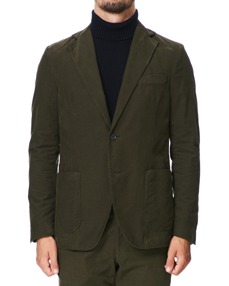 Homme | Blazers | Oscar Jacobson | Egel Patch Pocket Baby Cord Blazer Olive