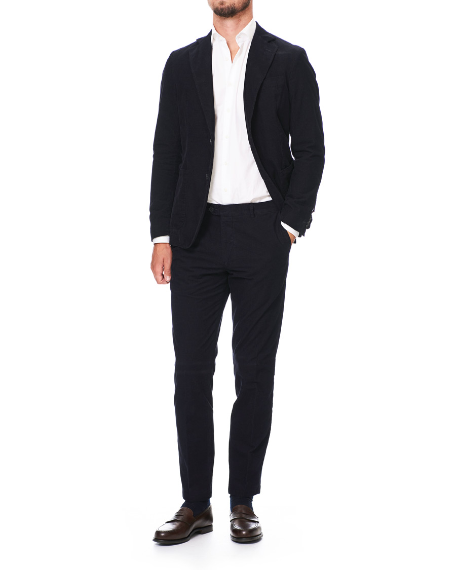 Heren | Broeken | Oscar Jacobson | Denz Baby Cord Trousers Navy