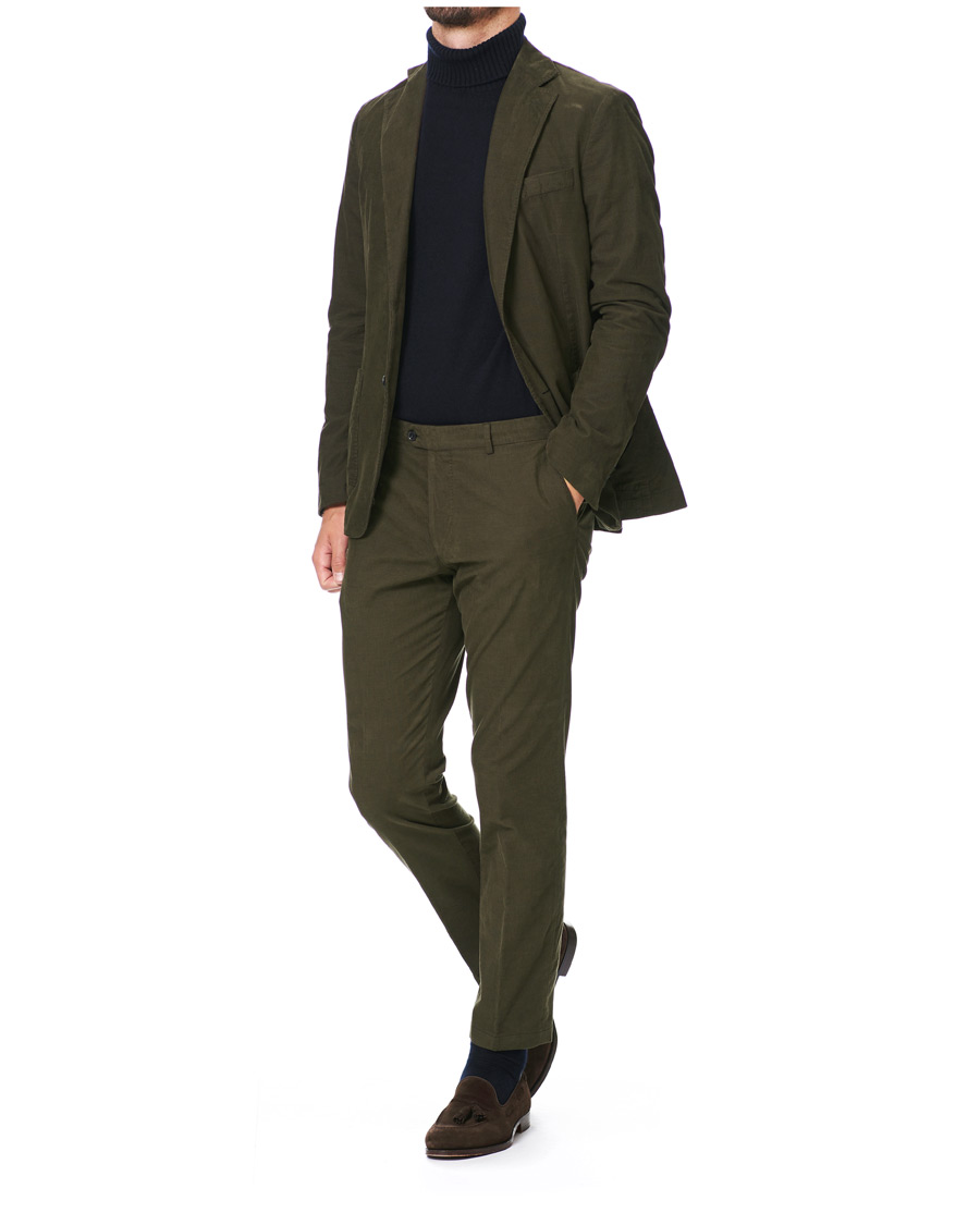 Homme | Pantalons | Oscar Jacobson | Denz Baby Cord Trousers Olive