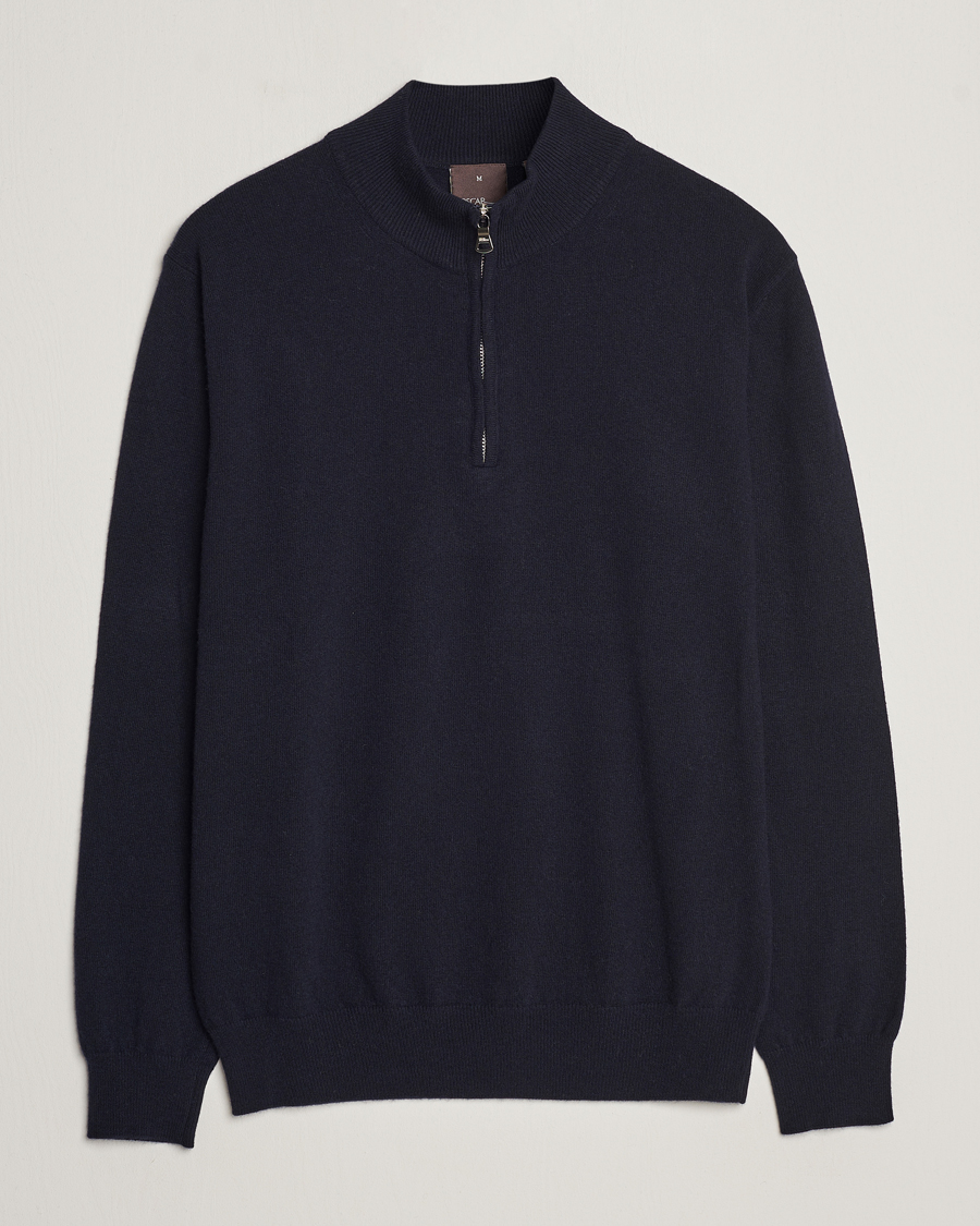 Homme | Pulls Et Tricots | Oscar Jacobson | Patton Wool/Cashmere Half Zip Navy