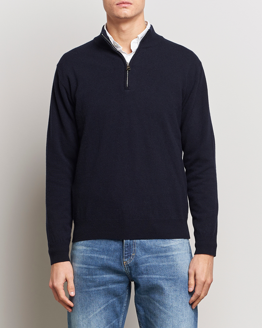 Homme | Pulls Et Tricots | Oscar Jacobson | Patton Wool/Cashmere Half Zip Navy