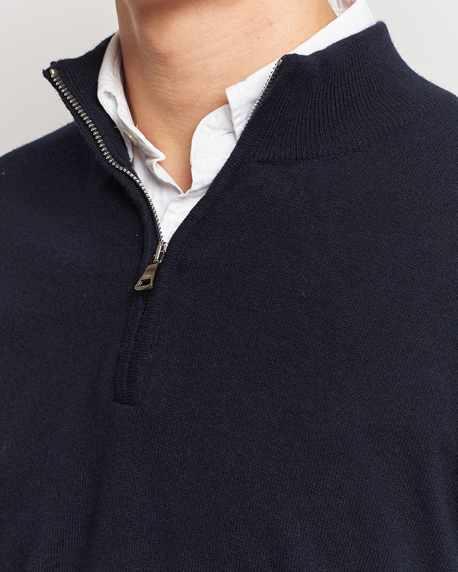 Homme | Pulls Et Tricots | Oscar Jacobson | Patton Wool/Cashmere Half Zip Navy