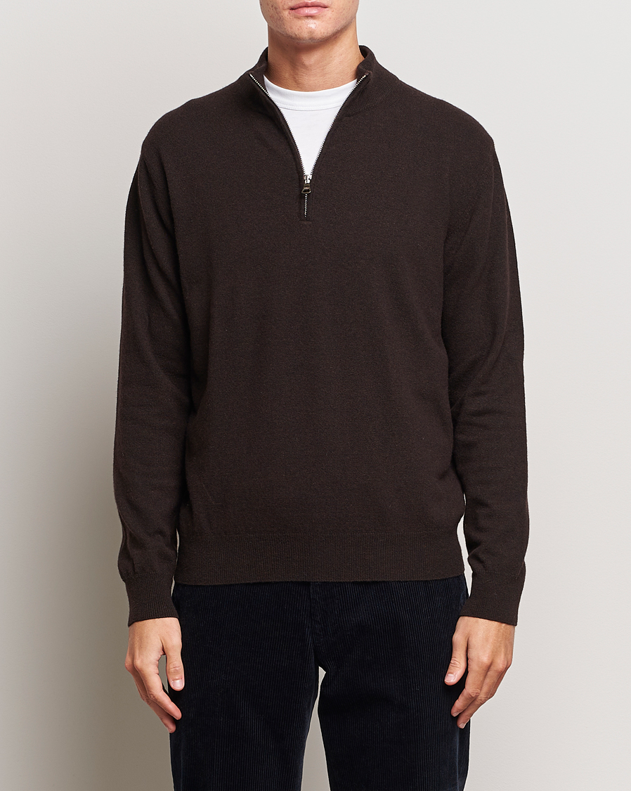 Homme | Pulls Et Tricots | Oscar Jacobson | Patton Wool/Cashmere Half Zip Brown