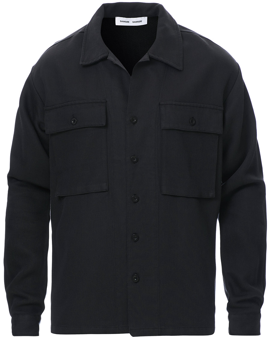Homme | Chemises | Samsøe Samsøe | Samsøe & Samsøe Vega Lyocell/Cotton Overshirt Black