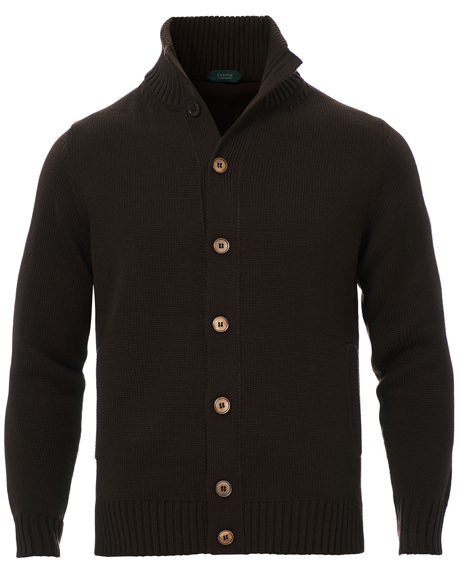 Homme | Pulls Et Tricots | Zanone | Virgin Merino Wool Chioto Cardigan Dark Brown