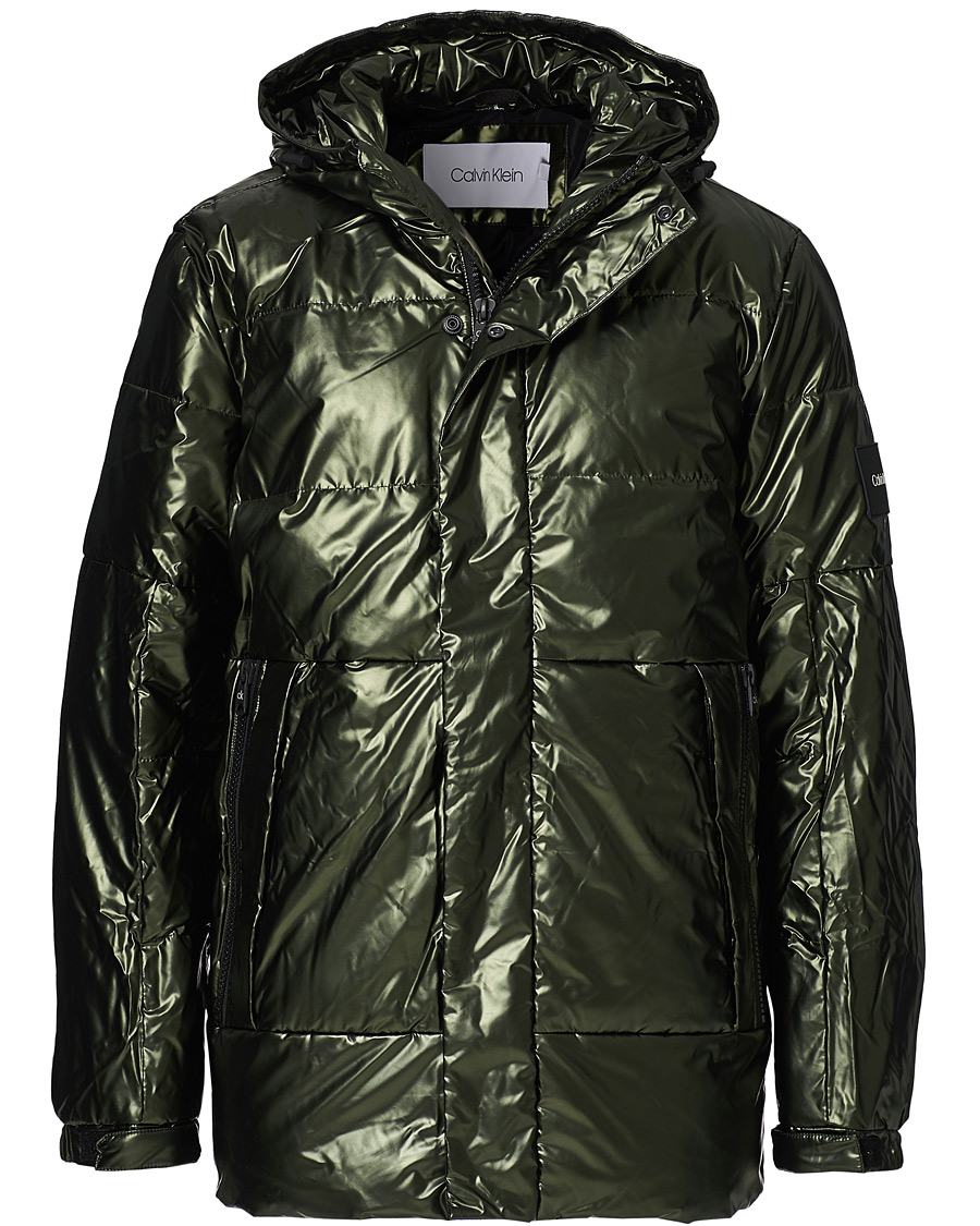 Heren | Jassen | Calvin Klein | Oily Metallic Parka Dark Olive