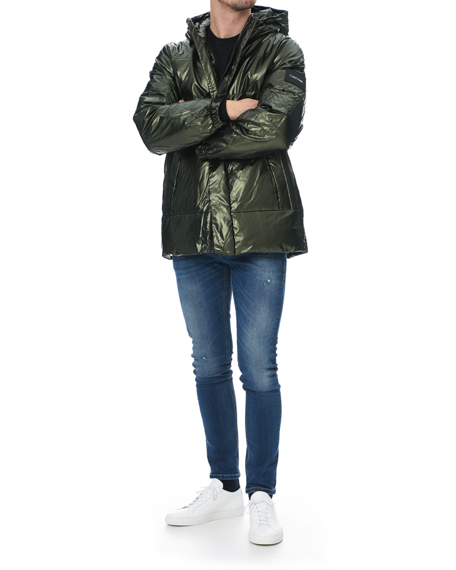 Heren | Jassen | Calvin Klein | Oily Metallic Parka Dark Olive
