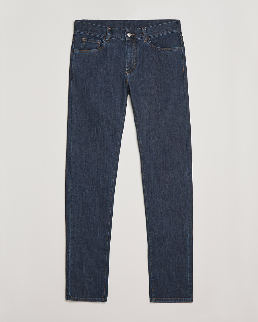 Homme | Jeans | Canali | Slim Fit Stretch Jeans Dark Blue Wash 46