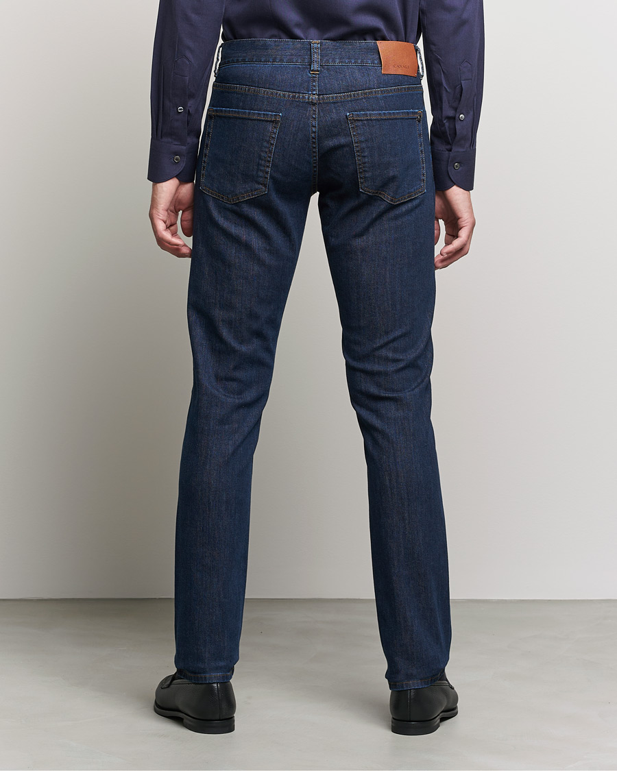 Homme | Jeans | Canali | Slim Fit Stretch Jeans Dark Blue Wash