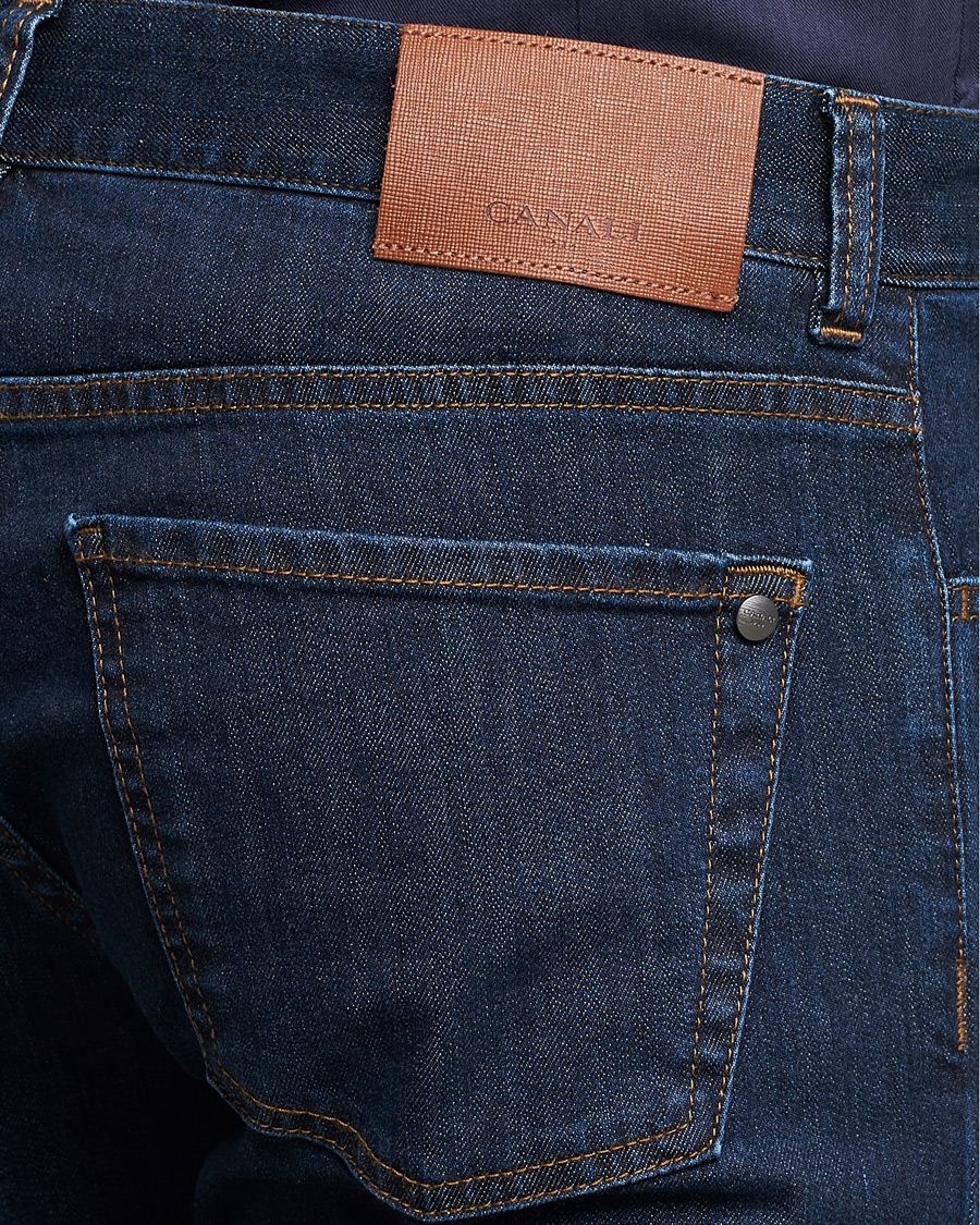 Homme | Jeans | Canali | Slim Fit Stretch Jeans Dark Blue Wash 46