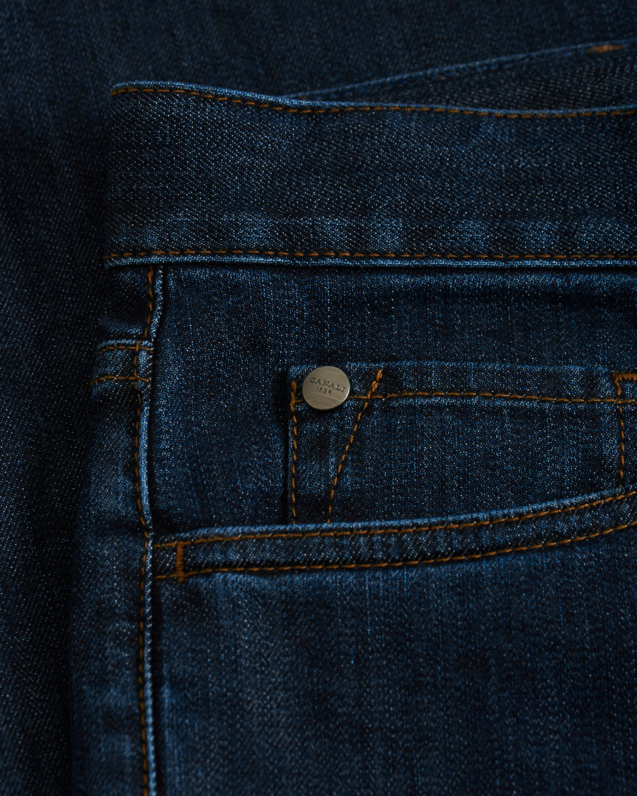 Homme | Jeans | Canali | Slim Fit Stretch Jeans Dark Blue Wash 46