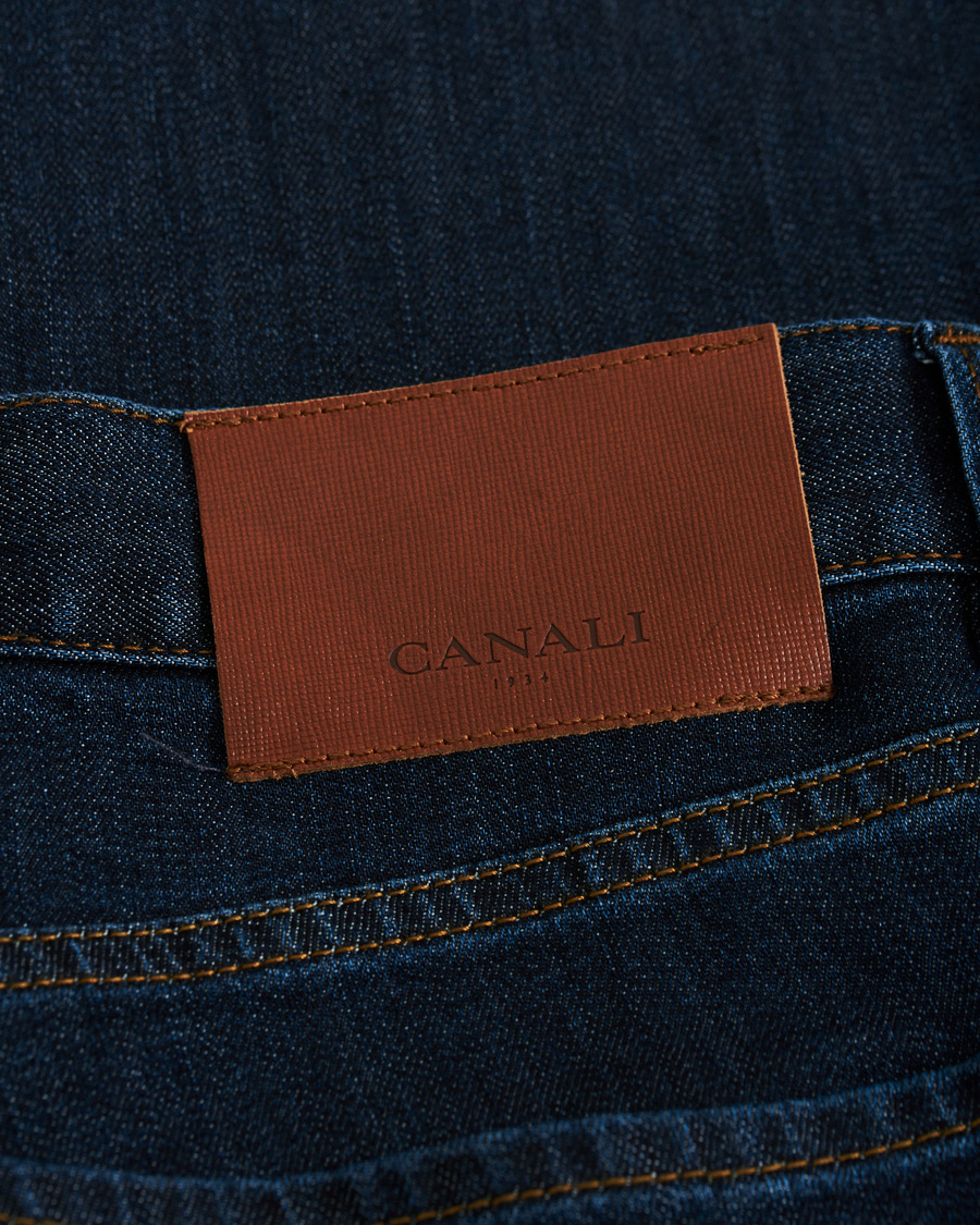 Homme | Jeans | Canali | Slim Fit Stretch Jeans Dark Blue Wash 46
