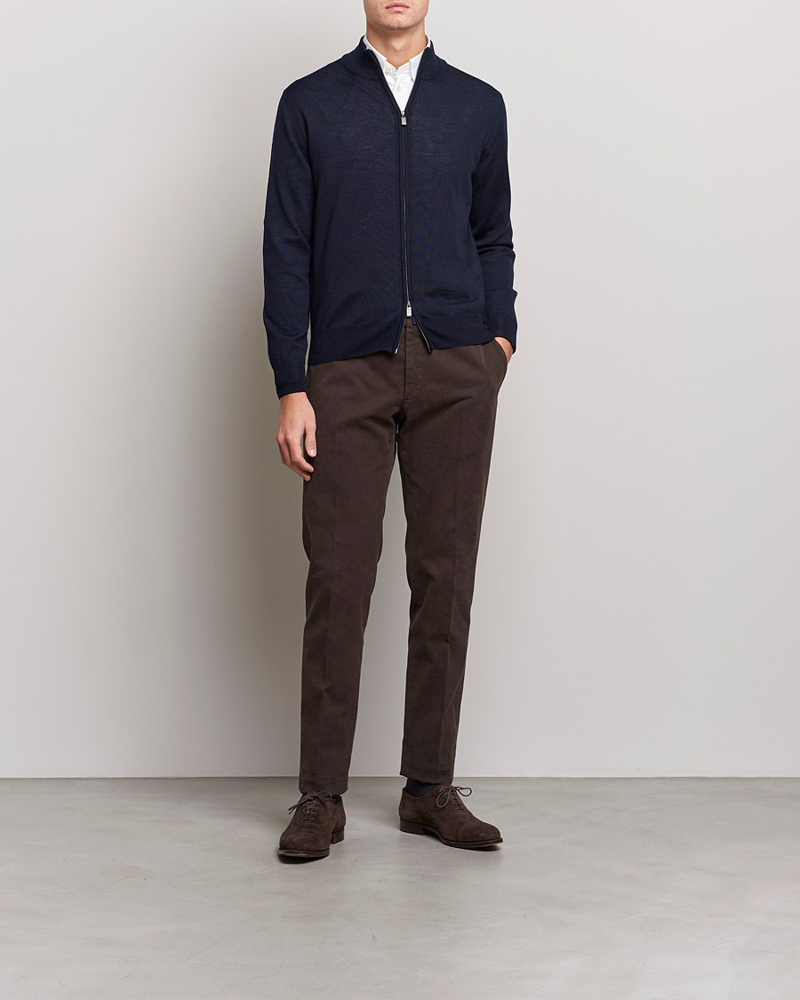 Homme | Pulls Et Tricots | Canali | Merino Wool Full Zip Navy
