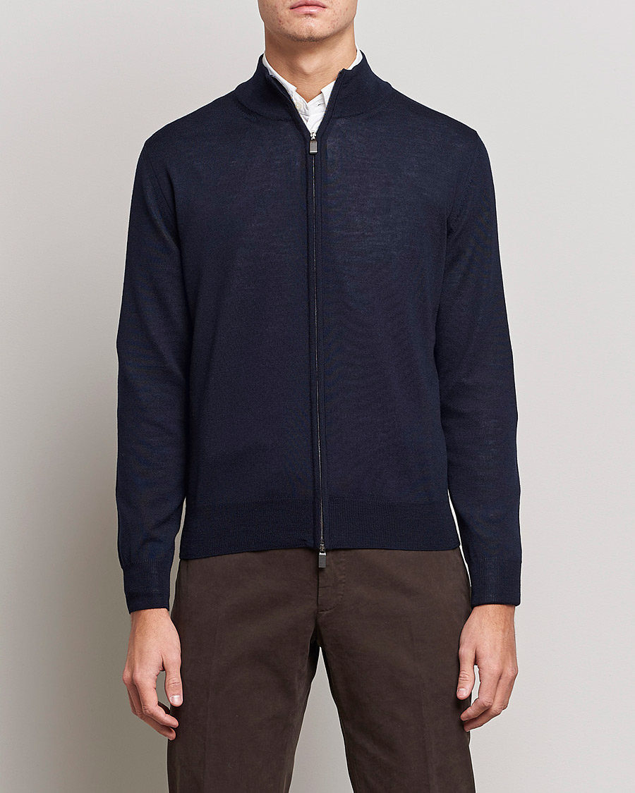 Homme | Pulls Et Tricots | Canali | Merino Wool Full Zip Navy