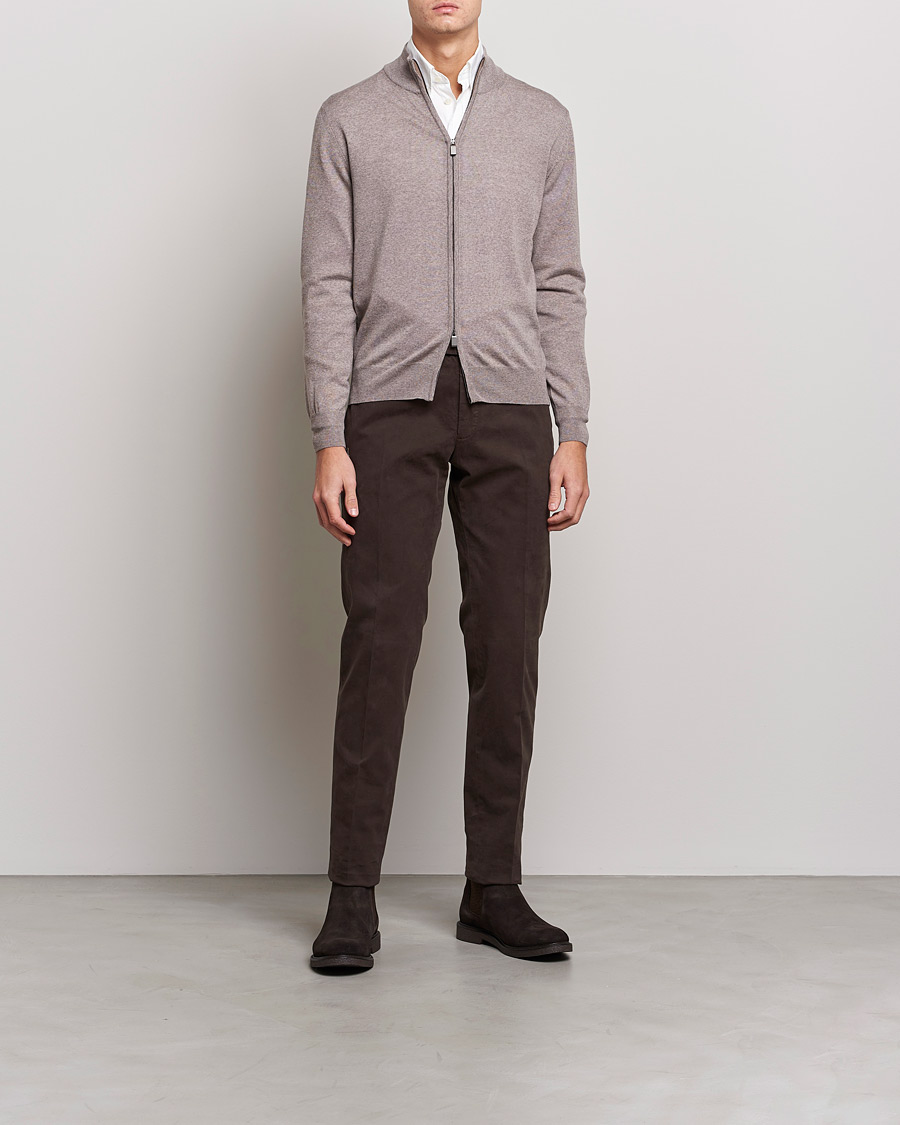 Homme | Pulls Et Tricots | Canali | Merino Wool Full Zip Beige
