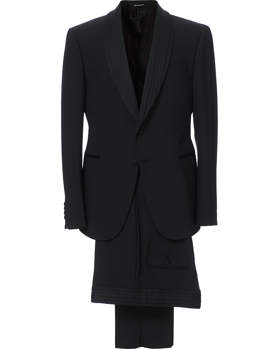 Homme | Costumes | Emporio Armani | Slim Fit Virgon Wool Shawl Collar Tuxedo Black