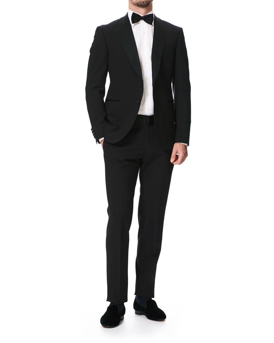 Homme | Costumes | Emporio Armani | Slim Fit Virgon Wool Shawl Collar Tuxedo Black