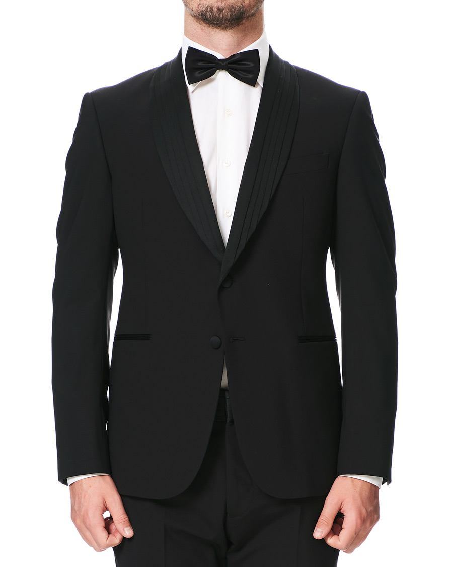 Homme | Costumes | Emporio Armani | Slim Fit Virgon Wool Shawl Collar Tuxedo Black