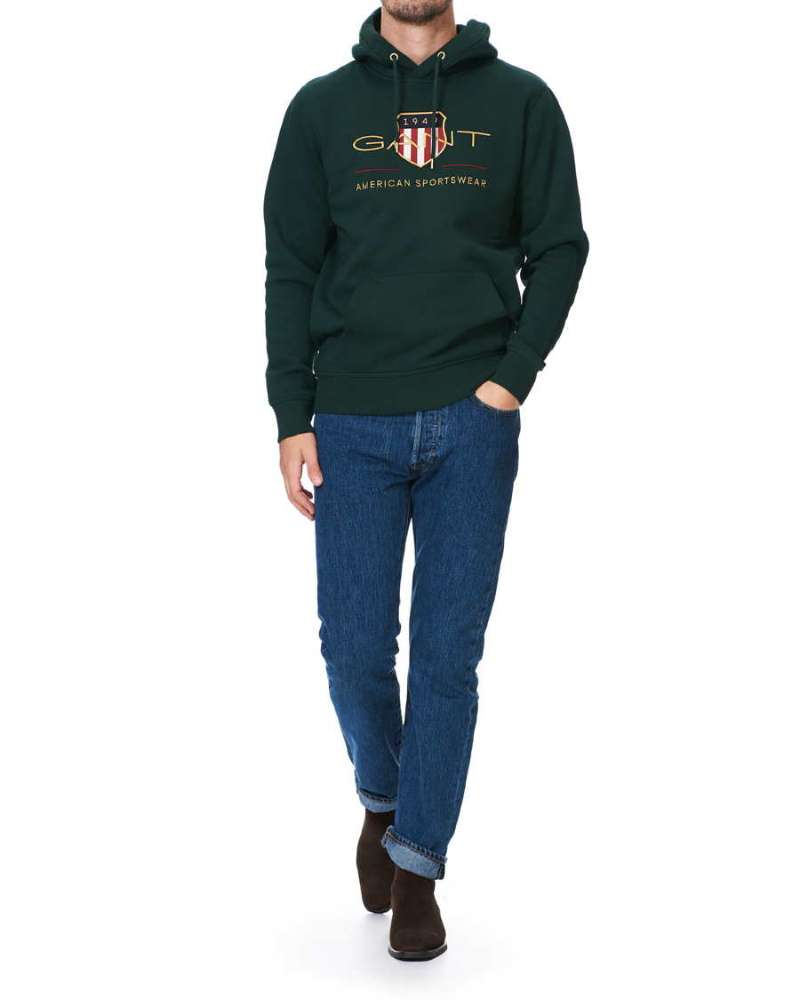 Heren | Truien | GANT | Archive Shield Hoodie Tartan Green