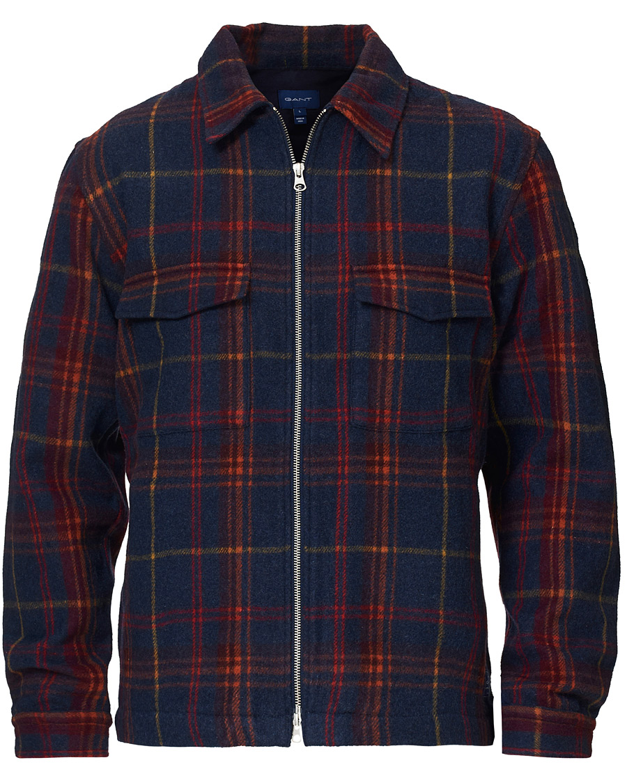 Homme | Chemises | GANT | Wool Blend Check Zip Overshirt Multi