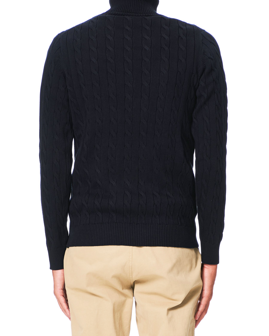 Heren | Truien | GANT | Cotton Cable Turtleneck Evening Blue