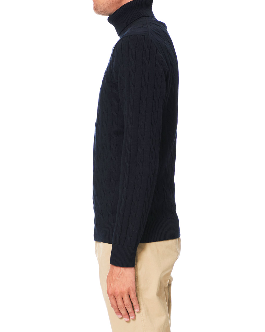 Heren | Truien | GANT | Cotton Cable Turtleneck Evening Blue