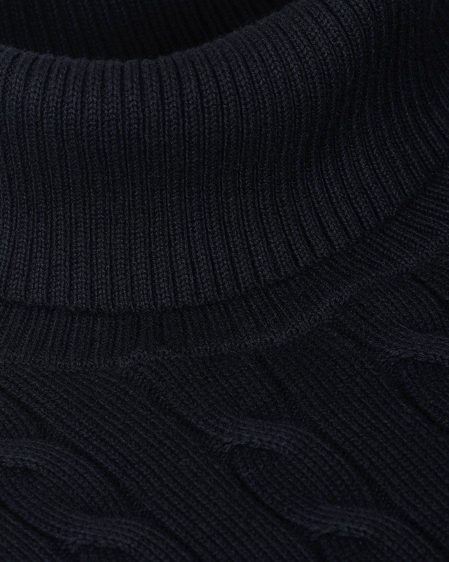 Heren | Truien | GANT | Cotton Cable Turtleneck Evening Blue