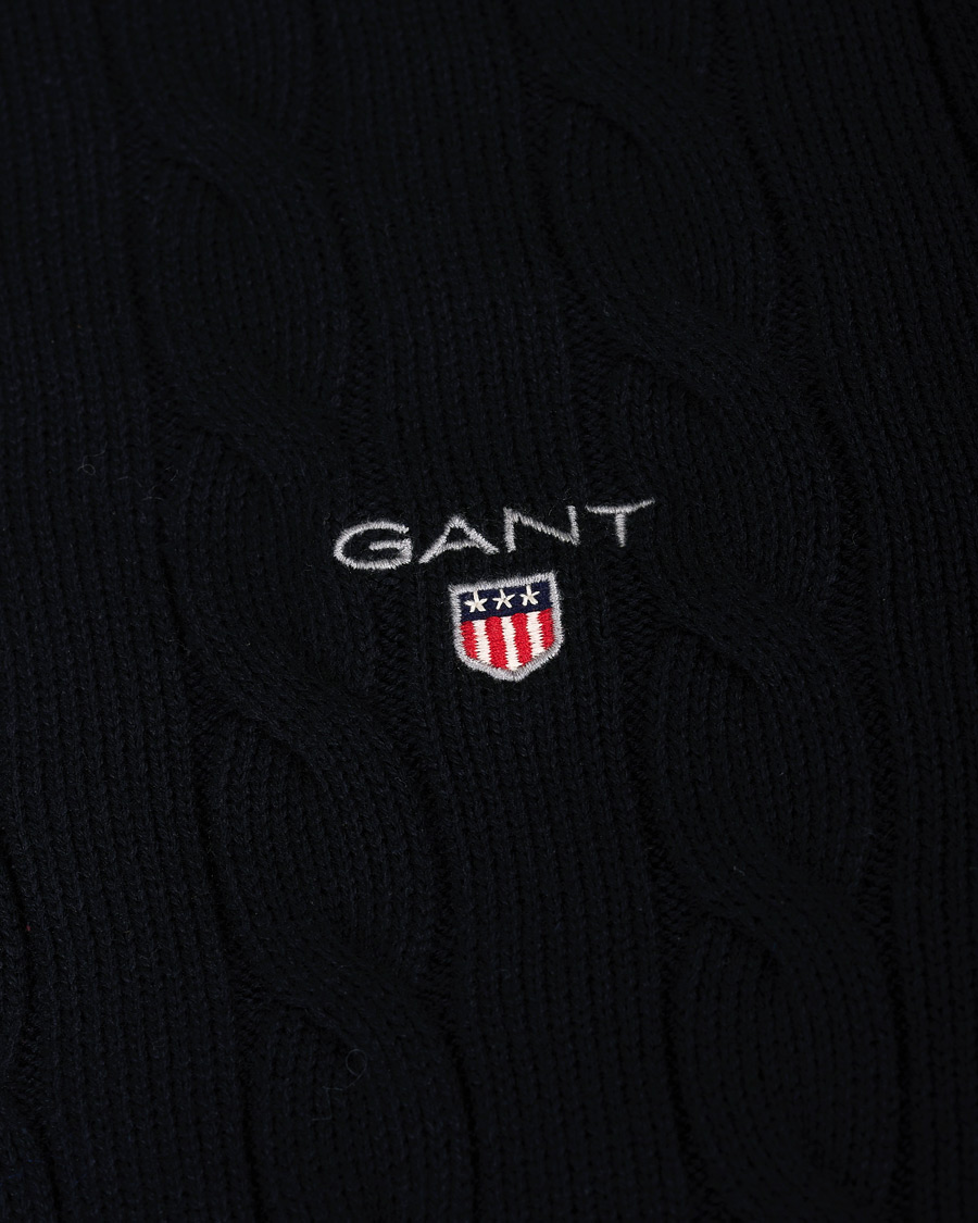 Heren | Truien | GANT | Cotton Cable Turtleneck Evening Blue