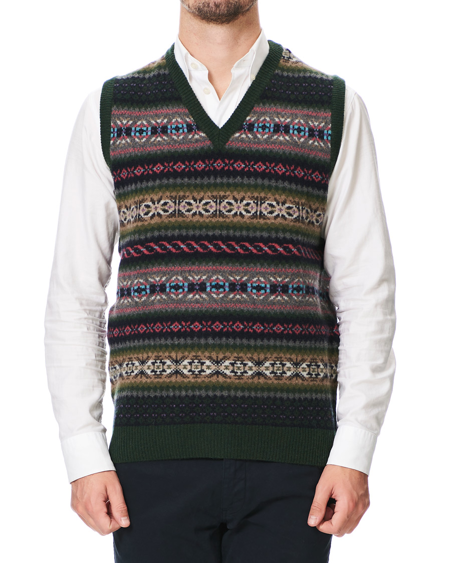 Homme | Pulls Et Tricots | Gant | Holiday Fairisle Slipover Tartan Green