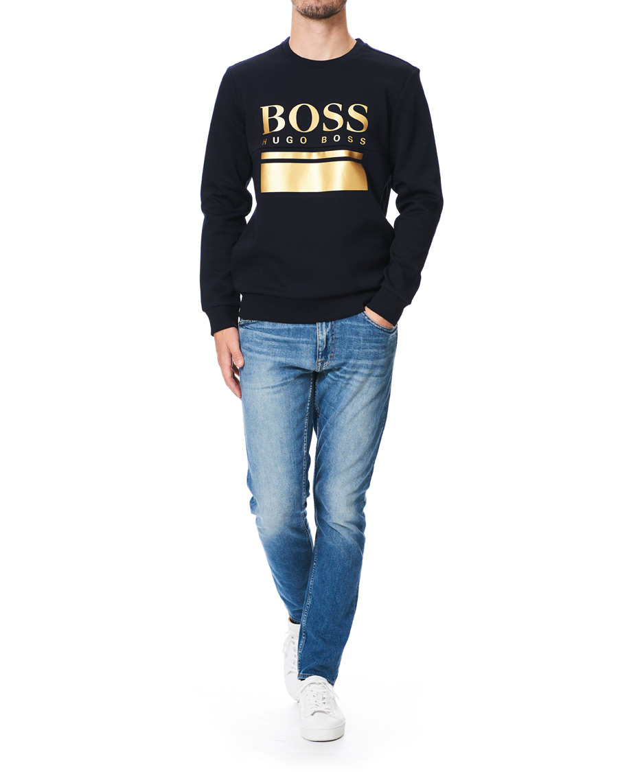 Homme | Pulls Et Tricots | BOSS GREEN | BOSS Athleisure Salbo Crew Neck Sweater Navy/Gold