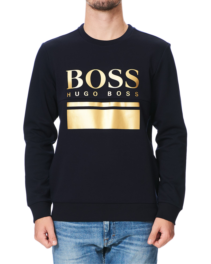 Homme | Pulls Et Tricots | BOSS GREEN | BOSS Athleisure Salbo Crew Neck Sweater Navy/Gold