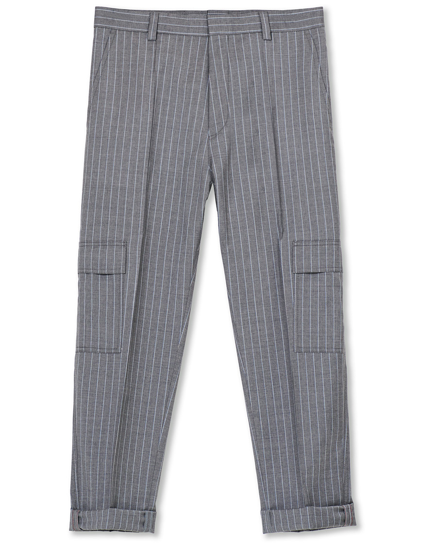 Heren | Broeken | HUGO | Falko Striped Turn Up Cargo Pants Silver