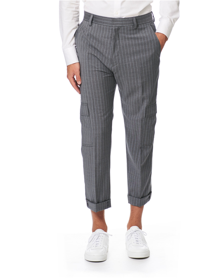 Heren | Broeken | HUGO | Falko Striped Turn Up Cargo Pants Silver