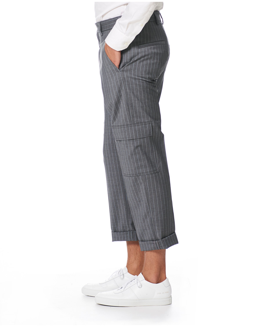 Heren | Broeken | HUGO | Falko Striped Turn Up Cargo Pants Silver