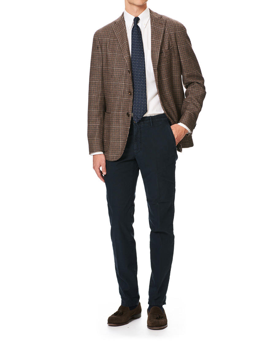 Homme | Pantalons | Incotex | Regular Fit Garment Dyed Washed Slacks Navy