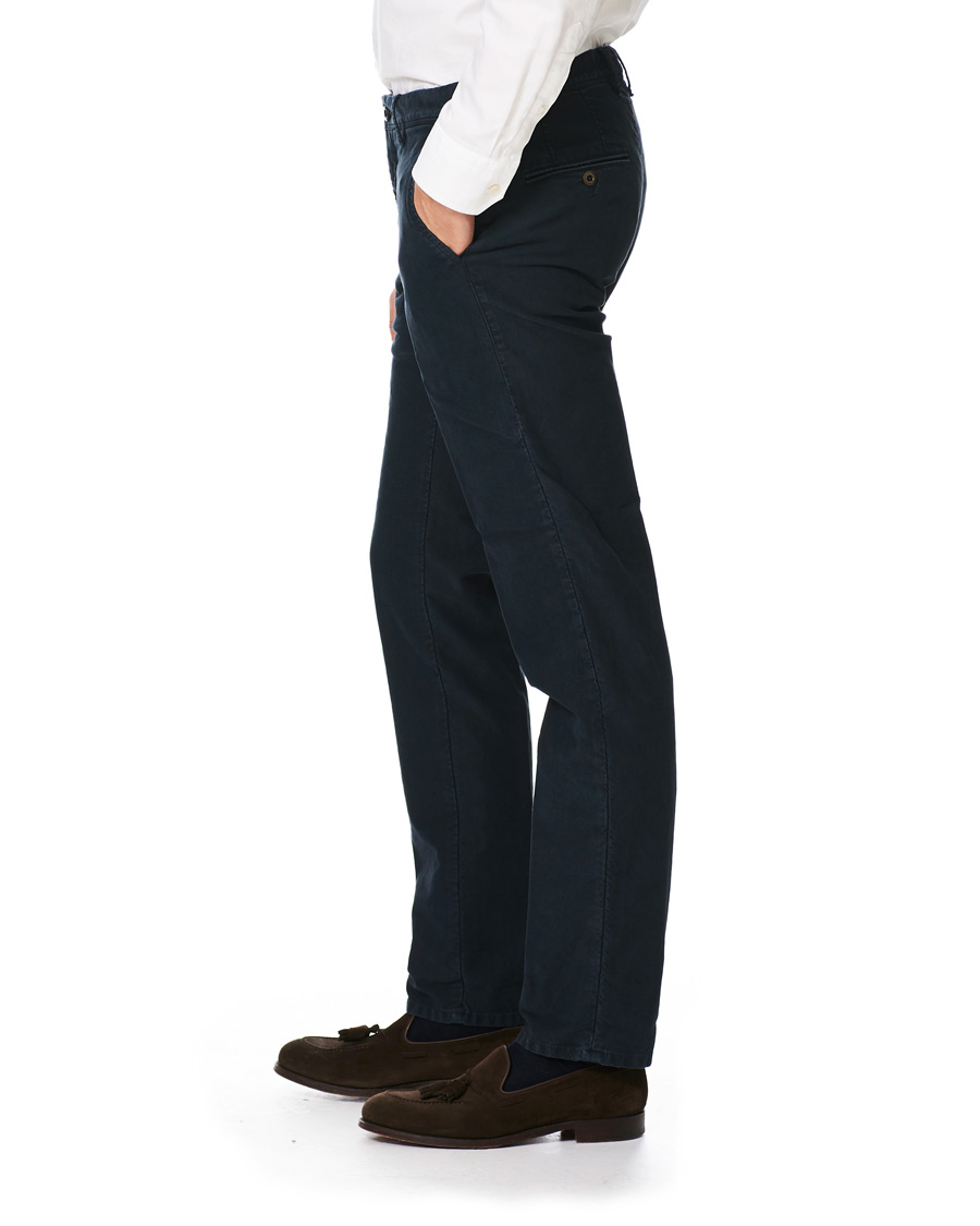 Homme | Pantalons | Incotex | Regular Fit Garment Dyed Washed Slacks Navy