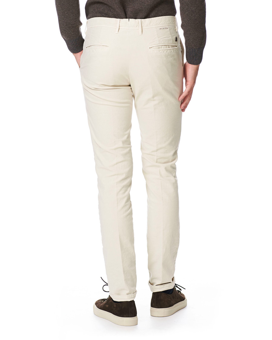 Homme | Pantalons | Incotex | Slim Fit Garment Dyed Washed Slacks Off White