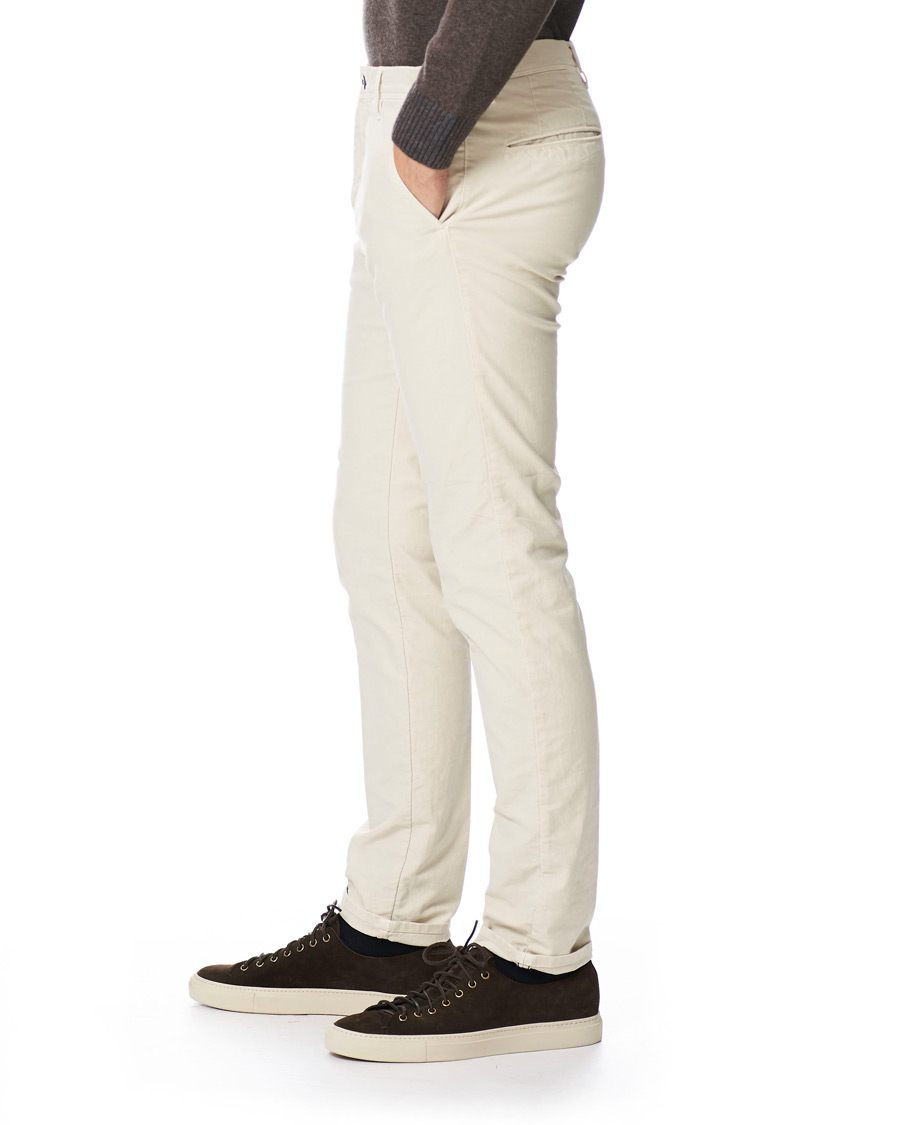 Homme | Pantalons | Incotex | Slim Fit Garment Dyed Washed Slacks Off White