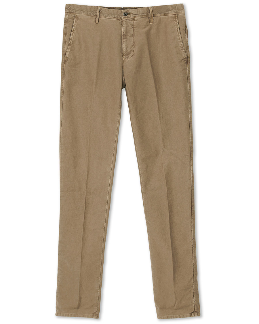 Homme | Pantalons | Incotex | Slim Fit Garment Dyed Washed Slacks Beige